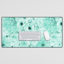 mint green floral bouquet aesthetic cluster Desk Mat