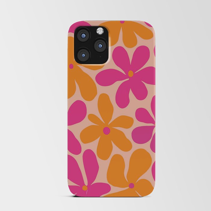  Groovy Pink and Orange Flowers Pattern - Retro Aesthetic  iPhone Card Case