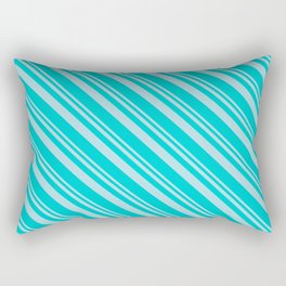 [ Thumbnail: Powder Blue & Dark Turquoise Colored Lines/Stripes Pattern Rectangular Pillow ]