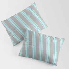 [ Thumbnail: Dark Gray and Turquoise Colored Stripes/Lines Pattern Pillow Sham ]