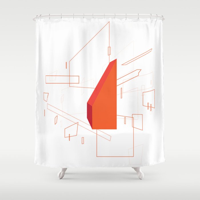 Blueprint #2 (red) Shower Curtain
