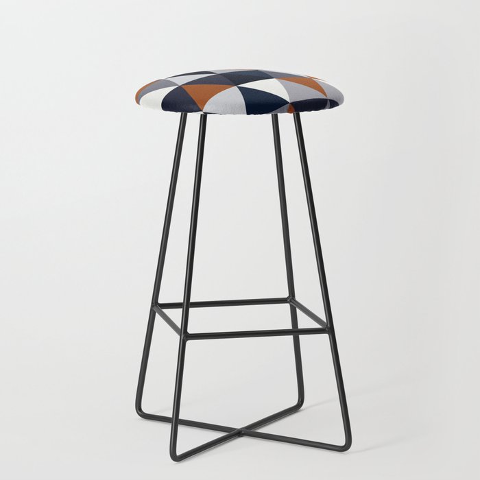 Navy and Rust Triangles I Bar Stool by Design by B Society6