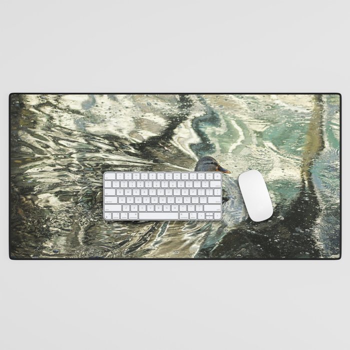 Mallard Duck Swimming Lake Water Reflection Desk Mat