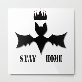 Black bat. Metal Print | Stayhome, Black And White, Home, Abstraction, Style, Pattern, Bat, Health, Epidemic, Blackmouse 
