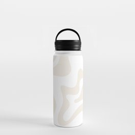 Liquid Swirl Abstract Pattern in Pale Beige and White Water Bottle