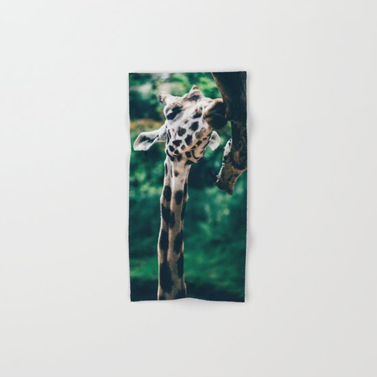 Green Portrait Of A Giraffe Hand & Bath Towel