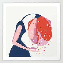 Crying blossom lady - vector artwork Art Print