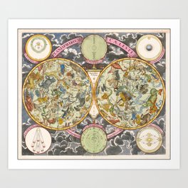  Planispherium Caeleste (1710) Art Print | Illustration, Heavens, Constellations, Nuremberg, Ptolemaicmodel, Vintage, Universe, Vintagemap, 1710S, Map 
