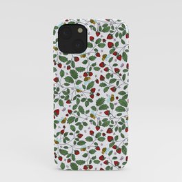 bees and strawberries pattern iPhone Case