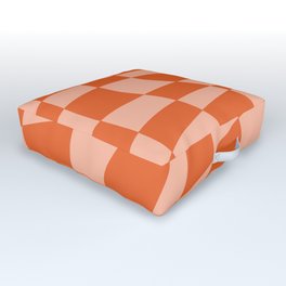 Orange twist checkered retro pattern Outdoor Floor Cushion