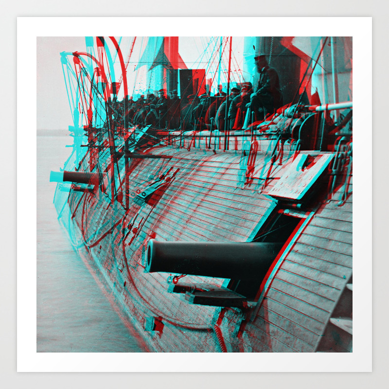 U S S Galena Civil War Ironclad Ship 3d Anaglyph Art Print By