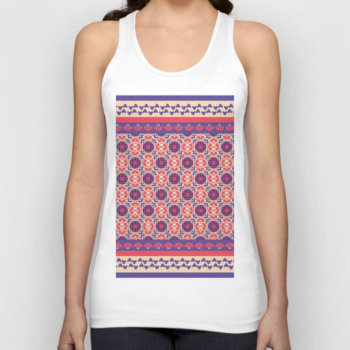 vintage geometric pattern purple and pink Tank Top