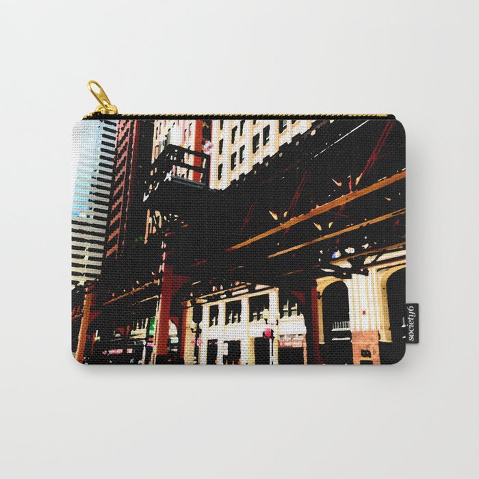 Chicago 'L' art print - Chicago L, Chicago EL - industrial urban photo - downtown Chicago CTA Carry-All Pouch