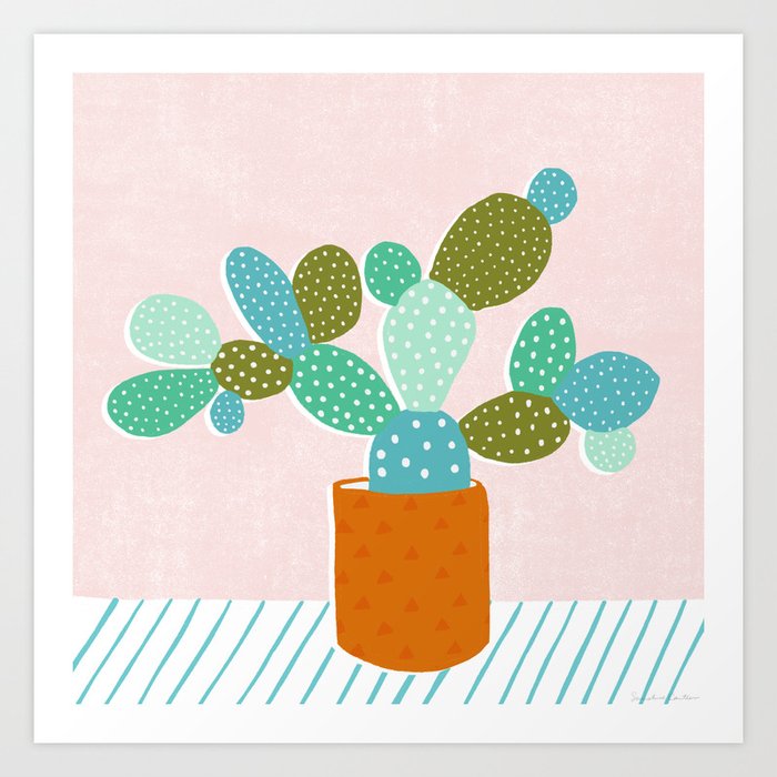 modern cacti Art Print