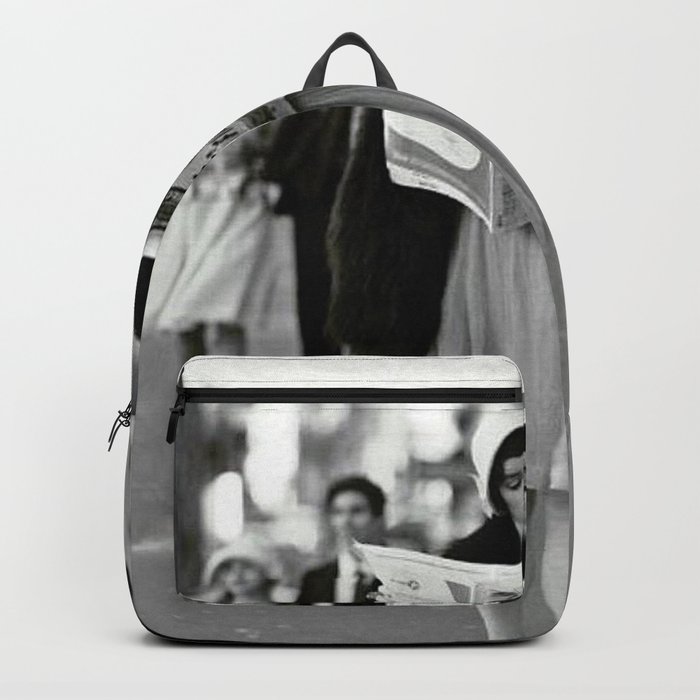 Roaring Twenties French Flapper Girl Reading Newspaper On The Street Paris Female Portrait Black And White Photography Photographs Backpack By Astrid Arkhangelsky Society6