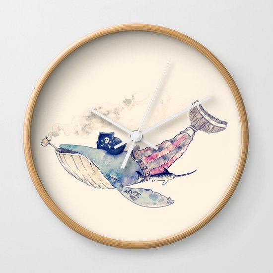 Pirate Whale Wall Clock