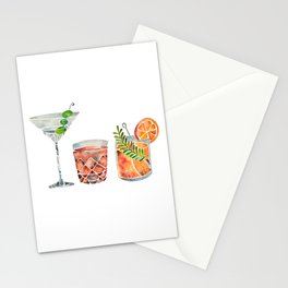 Classic Cocktails  – 1960s Watercolor Lineup Stationery Card