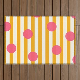 Stripes and Dots orange Outdoor Rug
