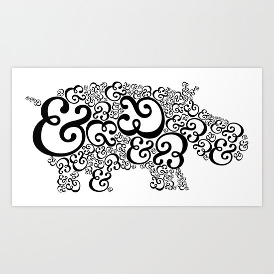 Ampersand Hippo Art Print