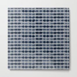 Shibori Frequency Horizontal Navy and Grey Metal Print | Painting, Watercolor, Curated, Pattern, Mirror, Calming, Shibori, Grey, Peaceful, Geometric 