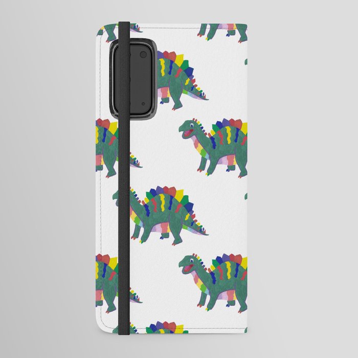 Colorful Stegosaurus Dinosaur Rainbow Pattern with Green Body Android Wallet Case