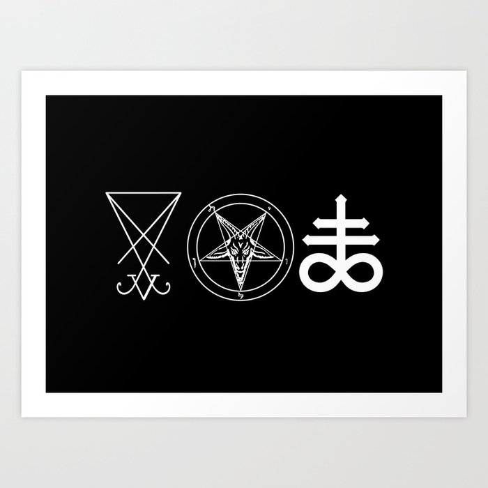 Sigil of Lucifer, Sigil of Baphomet and Leviathan Cross Satanic Tri-Symbol Art Print