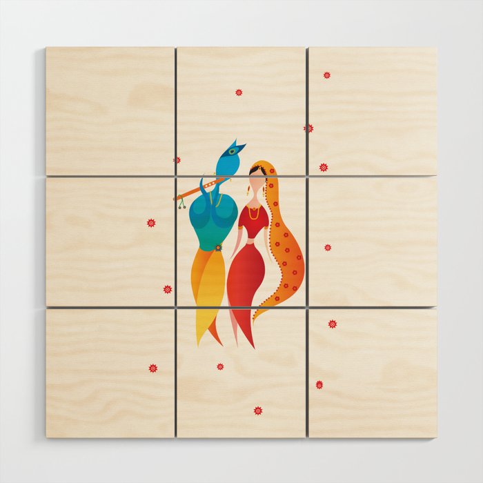 Radha Krishna Hindu god of Love Wood Wall Art