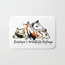 Wildlife Rescue Bath Mat | Opossum, Raccoon, Fox, Squirrel, Animal, Digital, Drawing, Rescue, Wildlife, Woodland 