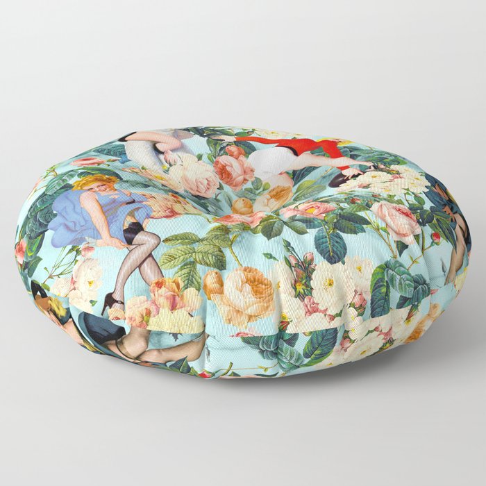 Floral and Pin Up Girls II Pattern Floor Pillow