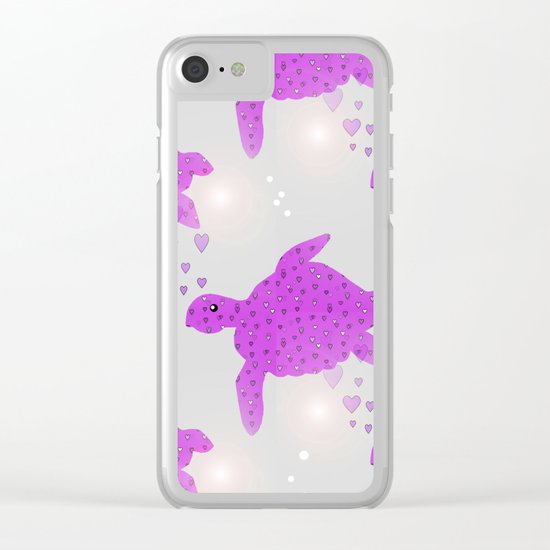 Turtle Hearts Clear iPhone Case