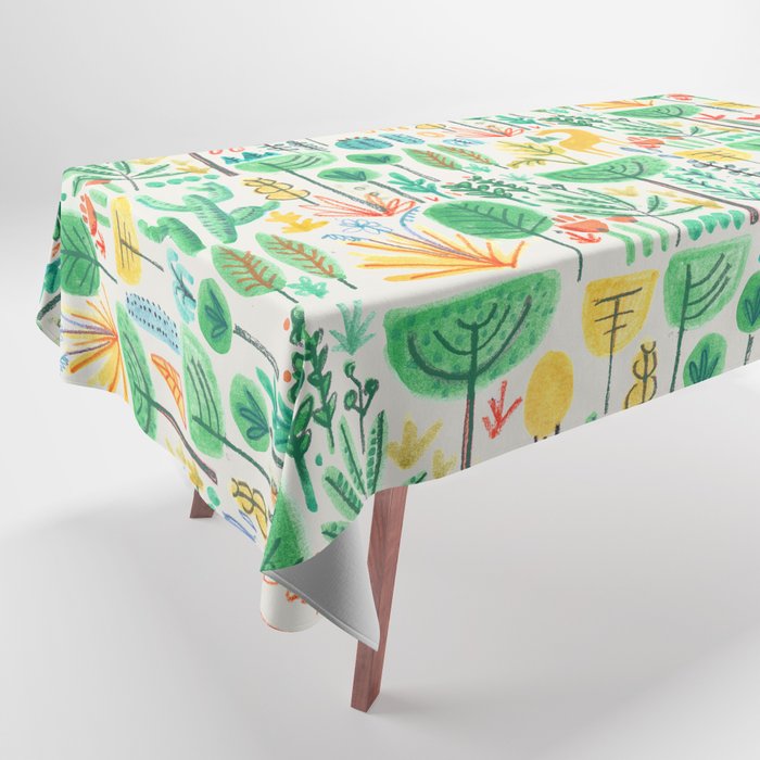 Jungle life with golden unicorn Tablecloth by Society6