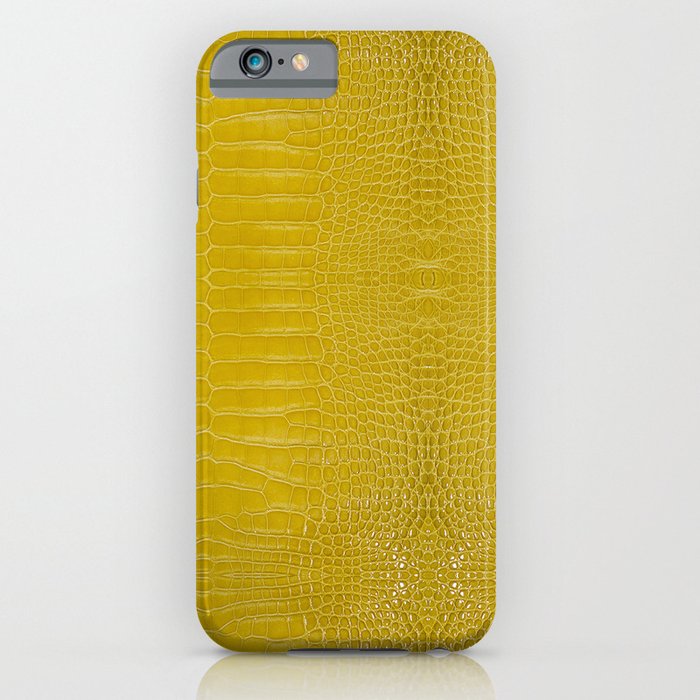 Yellow Alligator Leather Print iPhone Case
