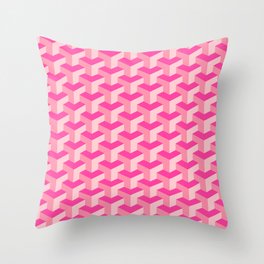 Pink Abstract Geometric Pattern Throw Pillow
