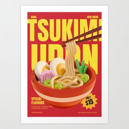 Tsukimi Udon Menu Art Print