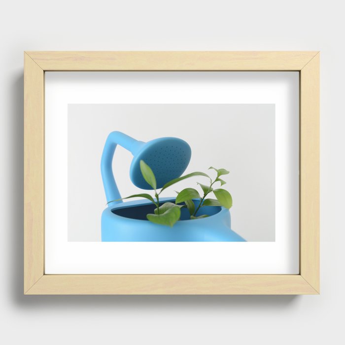 The Uncomfortable watering can and leaves Recessed Framed Print