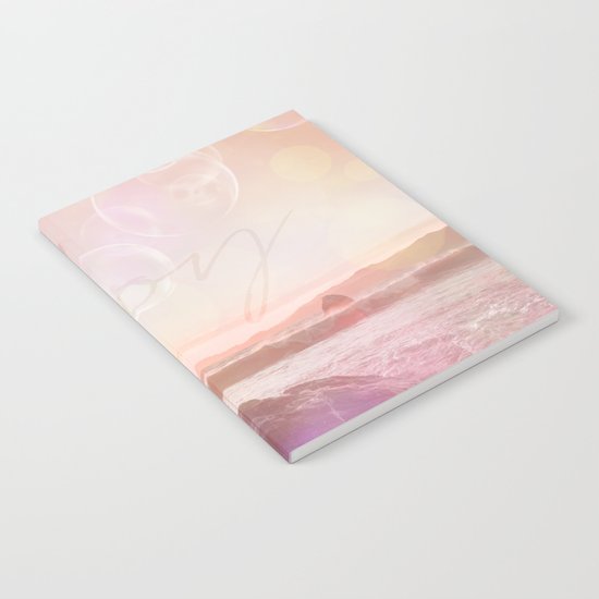 Joy at the sea bubbles sunst ocean typography art Notebook