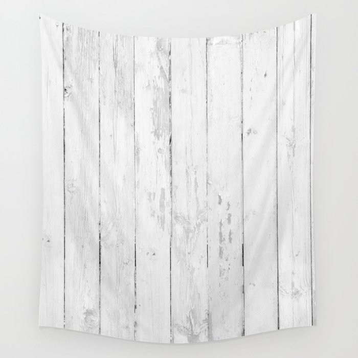 White Weathered Wood Wall Tapestry
