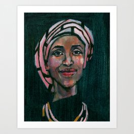 Ilhan Omar Art Print | Muslimamerican, Femaleportrait, Muslim, Somaliamerican, Woman, Acrylic, Portrait, Painting 