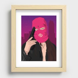 Ski Mask Gangster Girl pink Recessed Framed Print