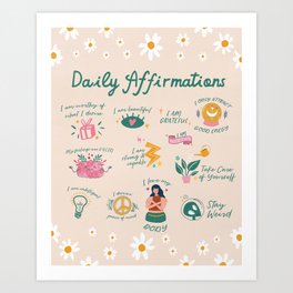 Daily Affirmations For Women Art Print