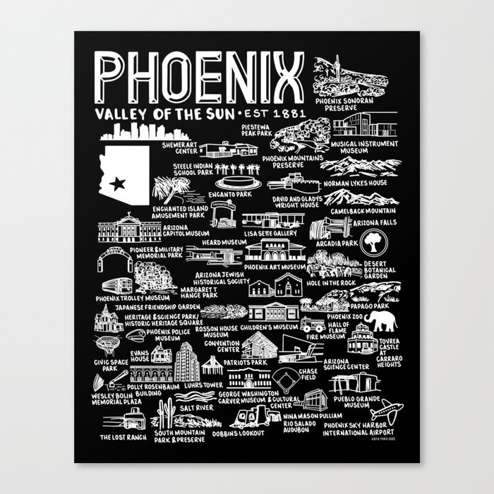 Phoenix Map  Canvas Print