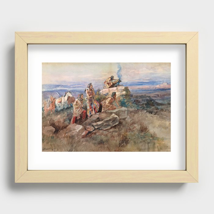 Smoke Signal, 1896 by Charles Marion Russell Recessed Framed Print