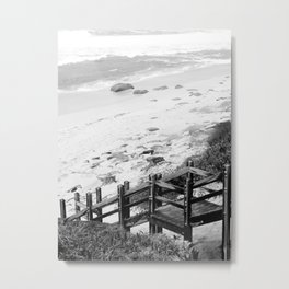 To The Beach Metal Print | Beach, Stairs, Landscape, Black And White, Surf, Summer, Ocean, Sand, Paradise, Waves 