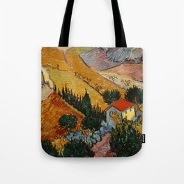 Landscape with House and Ploughman Vincent van Gogh 1889 Tote Bag