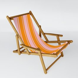 [ Thumbnail: Pink and Dark Orange Colored Lines/Stripes Pattern Sling Chair ]