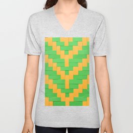 Yellow and Green V Neck T Shirt