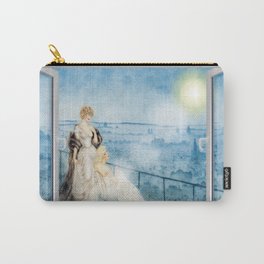 Blonde on blonde, two female friends on balcony roaring twenties overlooking Paris and Eiffel Tower French cityscape painting Carry-All Pouch | 19Thcentury, Gildedage, Painting, Victorian, Blond, Glamour, Victorians, France, Roaringtwenties, Paris 