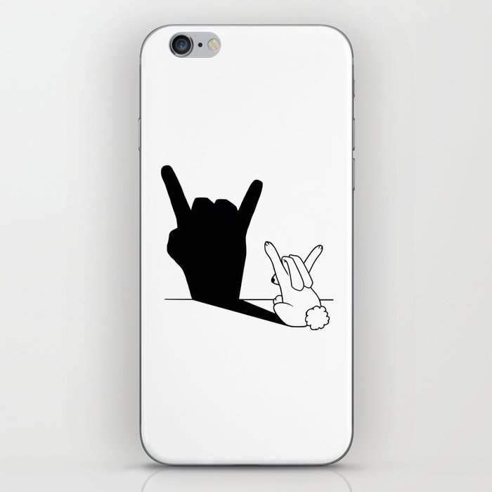 Rabbit Rock and Roll Hand Shadow iPhone Skin