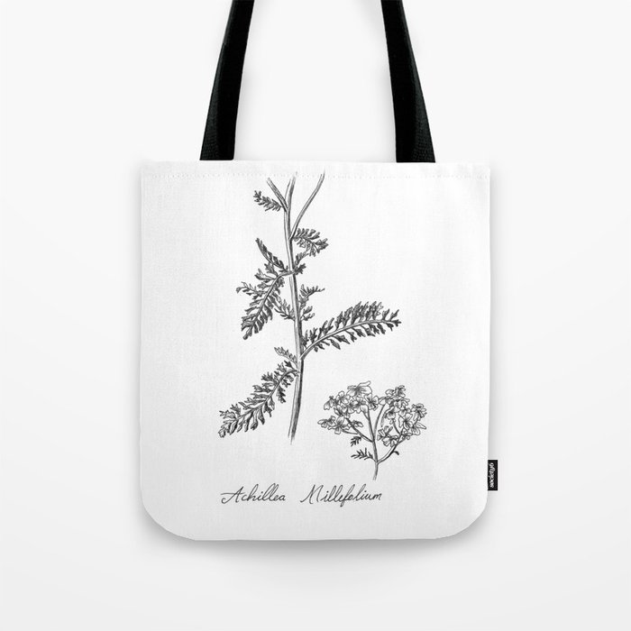 Yarrow Botanical Illustration Tote Bag