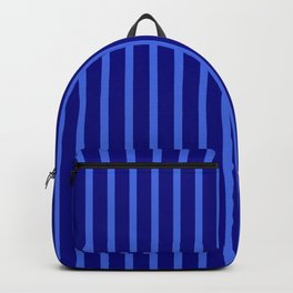 [ Thumbnail: Blue & Royal Blue Colored Striped/Lined Pattern Backpack ]